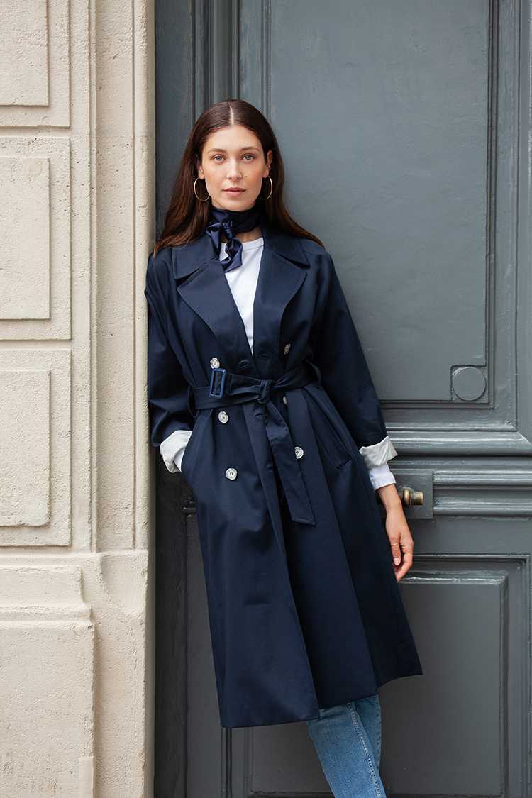 Blue trench 2025 coat women