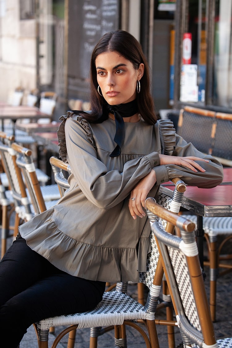 Blouse Lana noir popeline