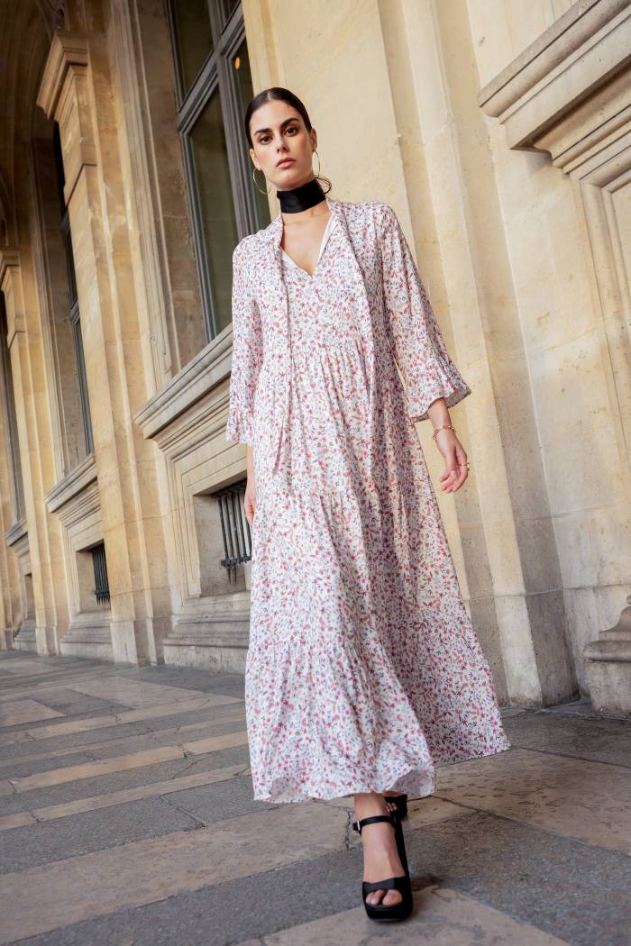 Robe Garance rose fleuri