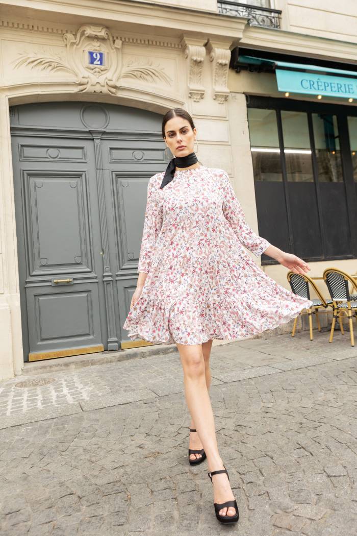 Dress Savanah flowery pink