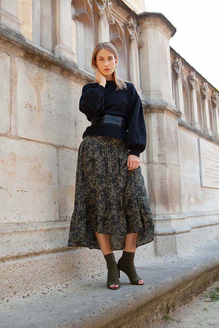 Jupe Kenza kaki fleures