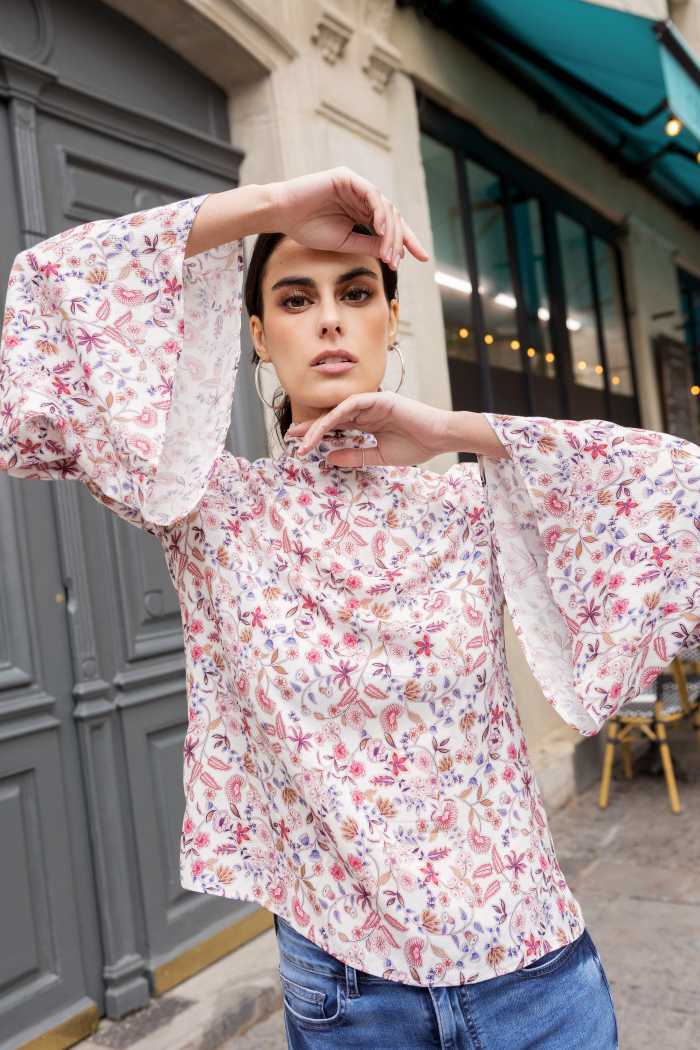 Blouse Victoria flowery pink