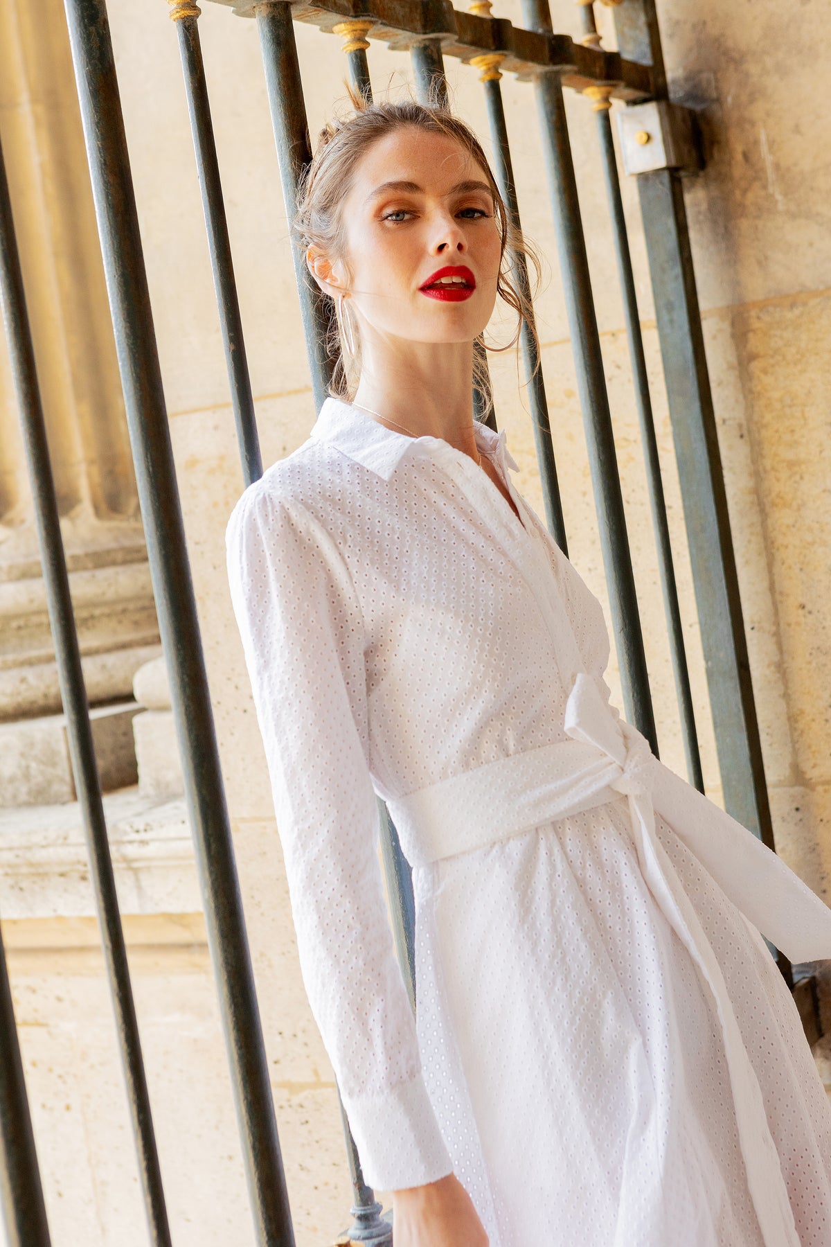 Dress Emeline white embroidered