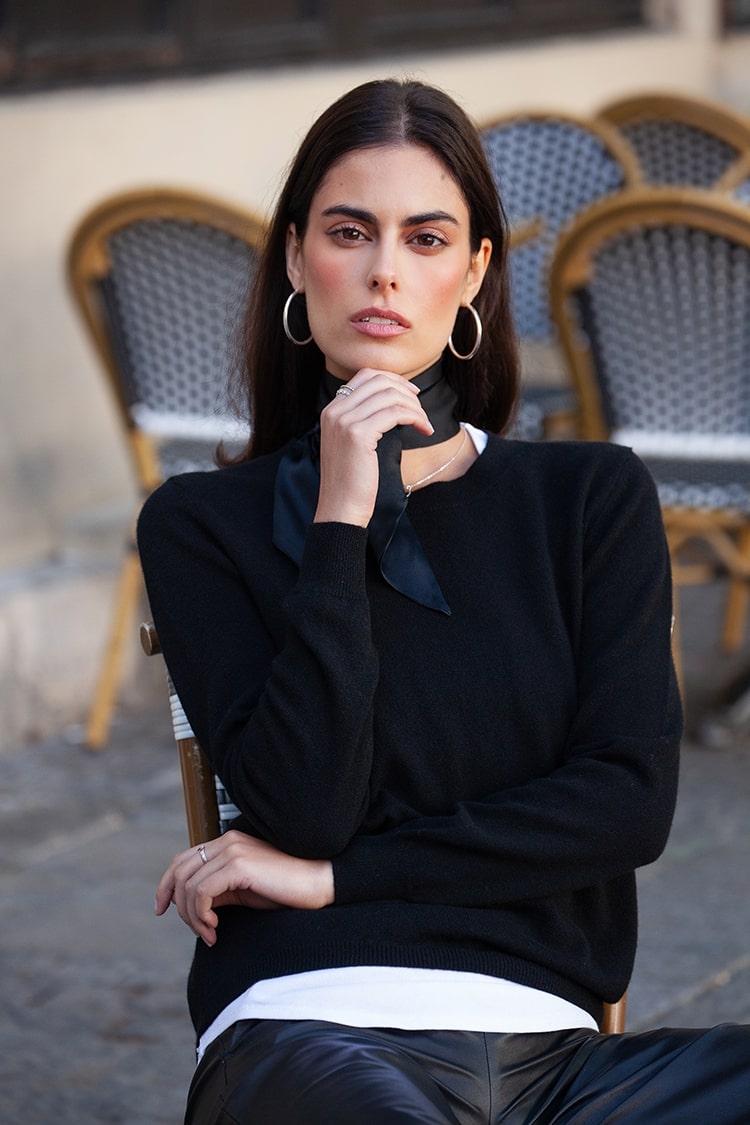 Pull Liu cachemire noir